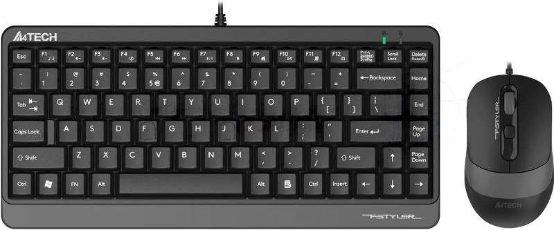 Комплект клавиатура+мышь A4Tech FStyler F1110 проводной, USB, 2000 DPI, чёрный/серый