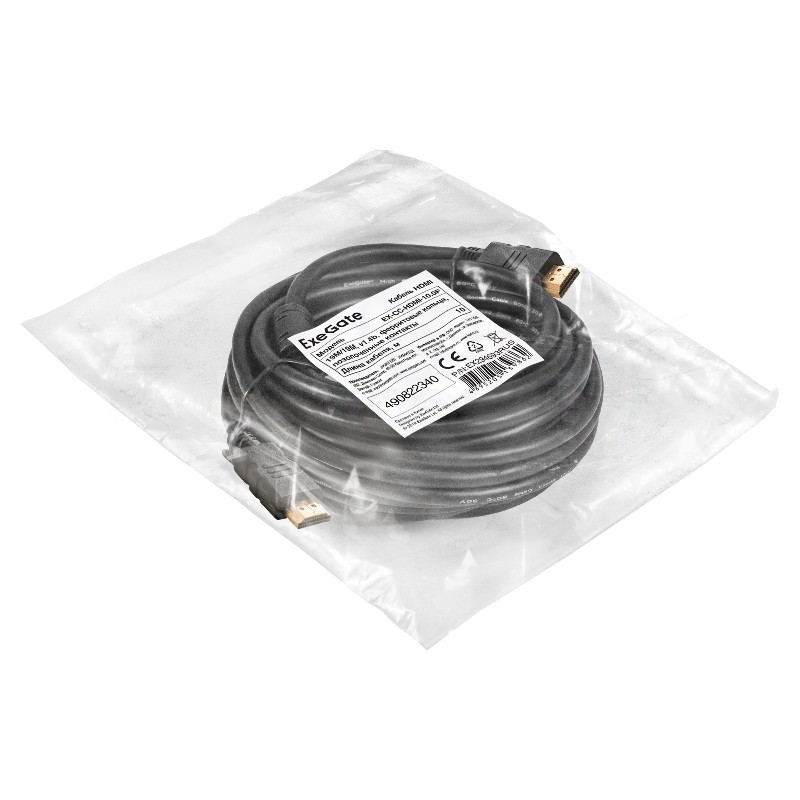 Кабель HDMI ExeGate EX-CC-HDMI-10.0F (19M/19M, 10м, v1.4b, ферритовые кольца, позолоченные контакты)