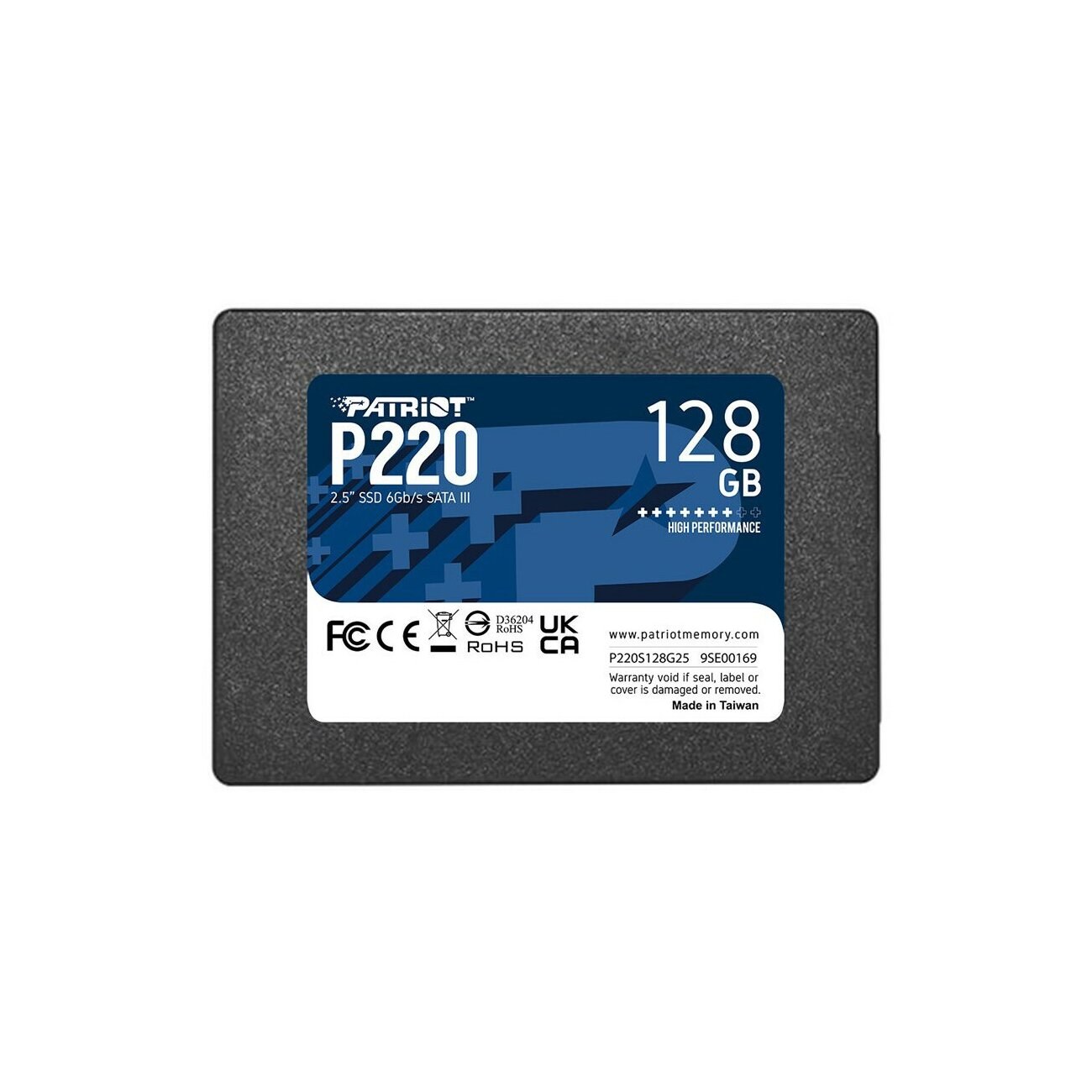 Накопитель SSD Patriot P220, 128Gb, SATA III, 2.5", R/W 550/480