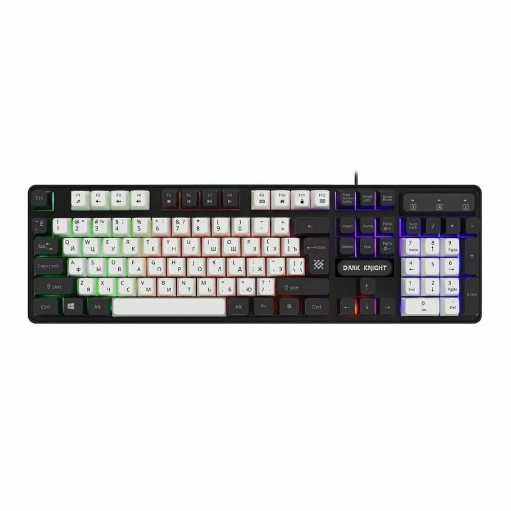 Клавиатура проводная Defender Dark Knight R GK-077, USB, черный/белый
