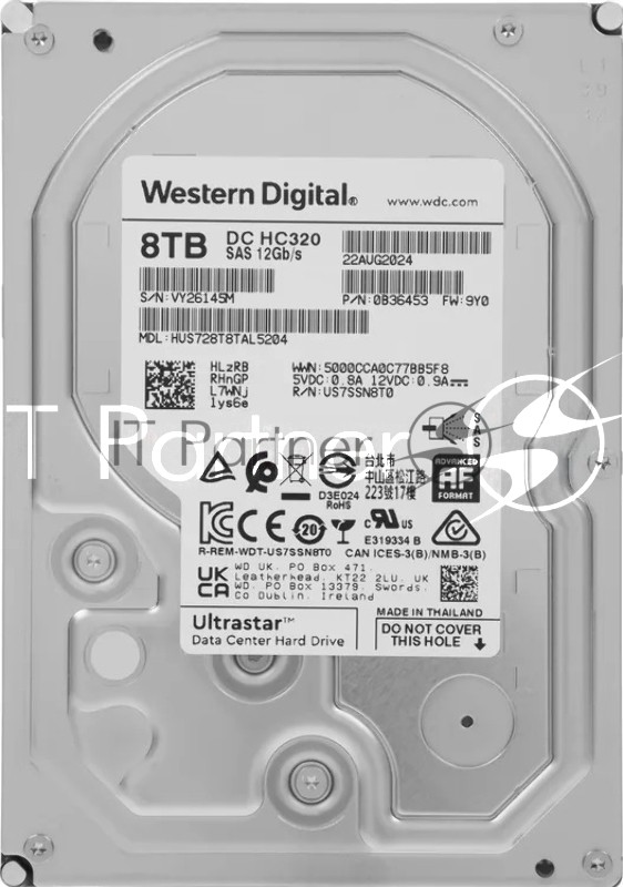 Жесткий диск HDD WD Ultrastar DC HC320 8Tb 7200rpm SAS 256Mb 3.5"