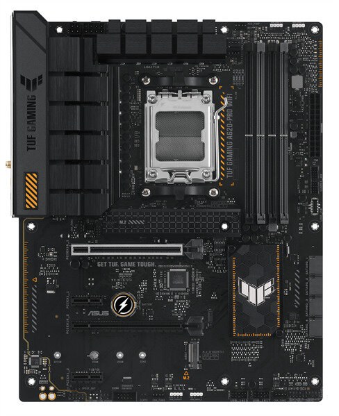 Материнская плата ASUS TUF GAMING A620-PRO WIFI, AM5, AMD A620, 4xDDR5, 4xSATA, 2xM.2, 1xPCIe 4.0 x16, 1xPCIe 3.0 x16, 2xPCIe x1, DisplayPort, HDMI, 1x2.5Gb LAN, USB Type-C, 5x3.5 мм, 7.1, ATX