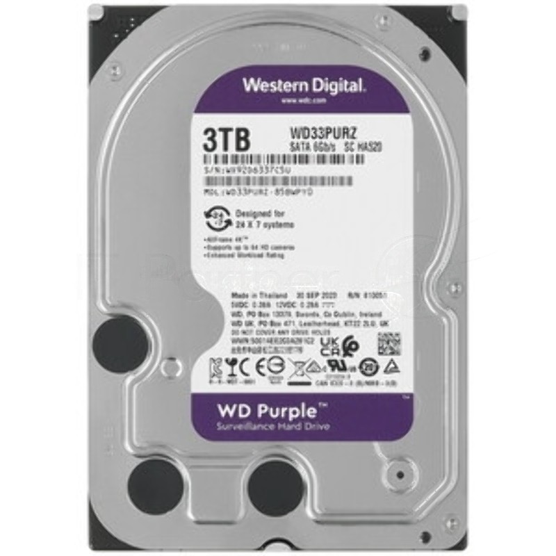 Жесткий диск HDD WD Purple 3Tb 5400rpm SATA 256Mb 3.5"