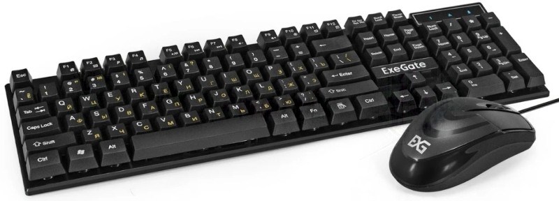 Комплект клавиатура+мышь ExeGate MK110-OEM проводной, USB, 1000 DPI, чёрный