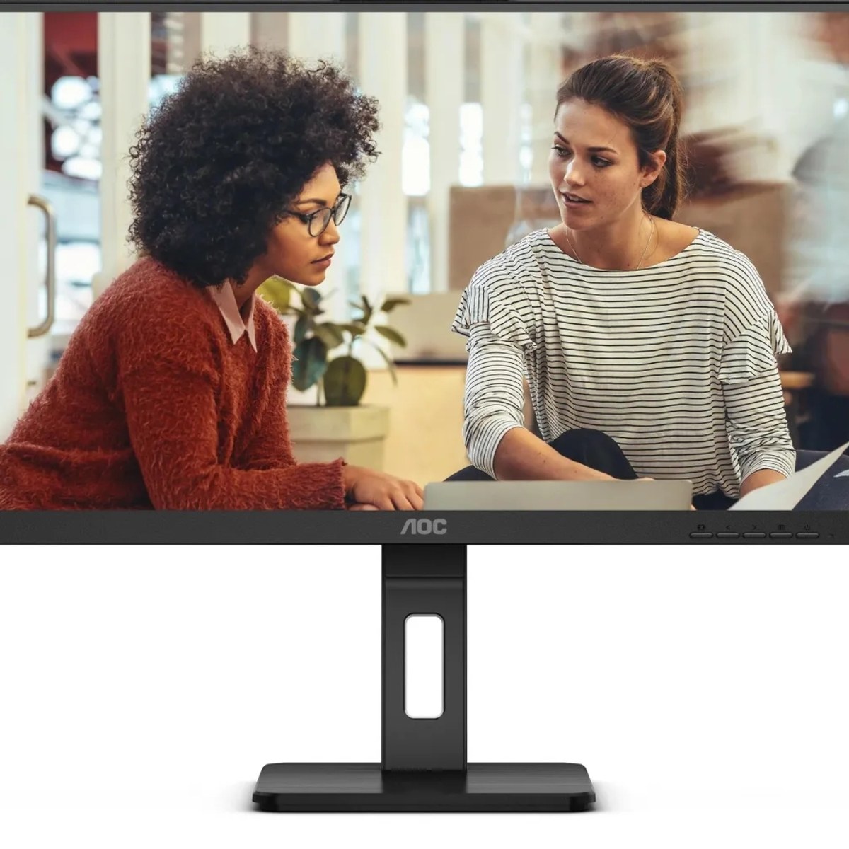 Монитор 24" AOC 24E3QAF, IPS 1920x1080, 75 Гц, 4 мс, 16:9, 300 кд/м², 1xHDMI, 1xDP, 1xVGA, 2xUSB-A 3.2, 2x3 Вт, черный
