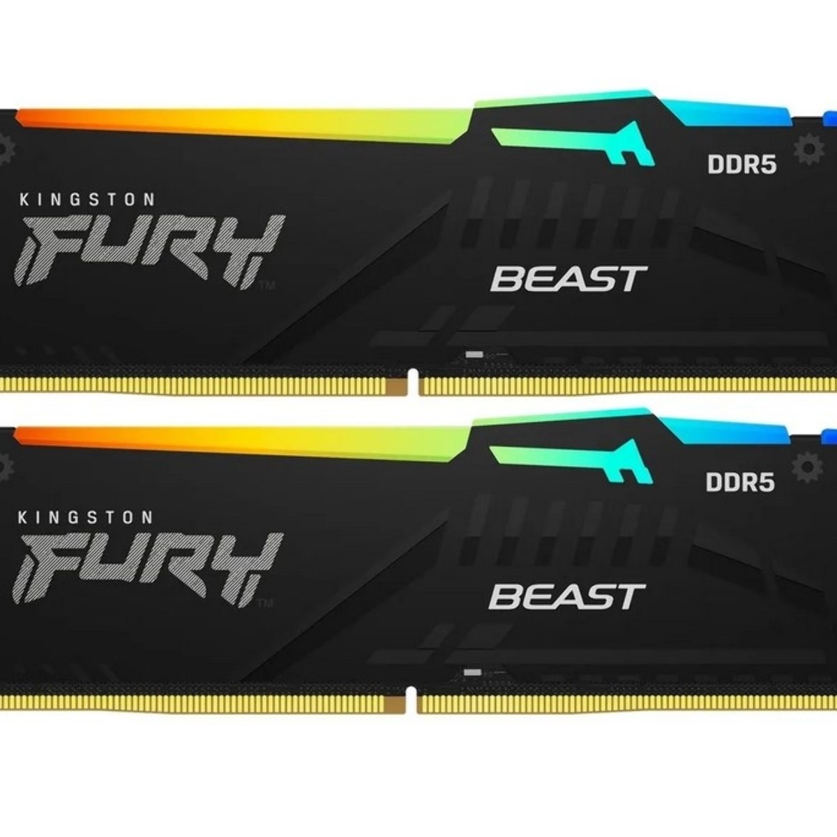 Оперативная память Kingston Fury Beast, DDR5, 64GB (2x32GB), 5600MHz, CL40, DIMM, с радиатором, RGB, черный