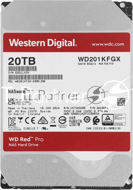 Жесткий диск HDD WD Red Pro 20Tb 7200rpm SATA 512Mb 3.5"