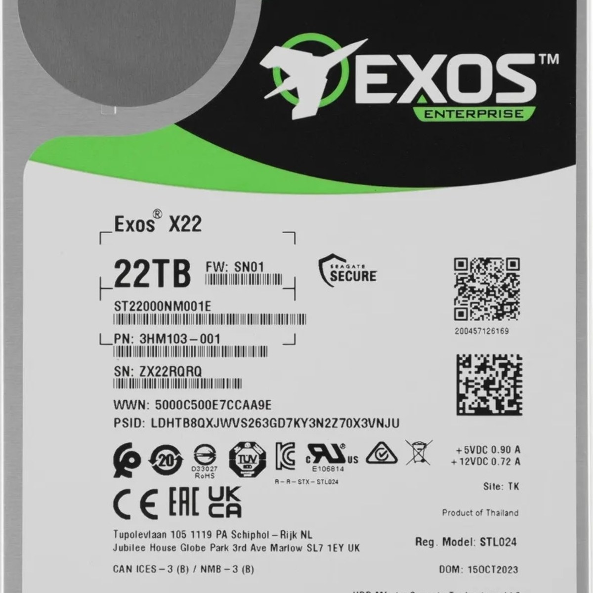 Жесткий диск Seagate HDD Exos X22 ST22000NM001E 22Tb 7200rpm SATA-III 512Mb 3.5"