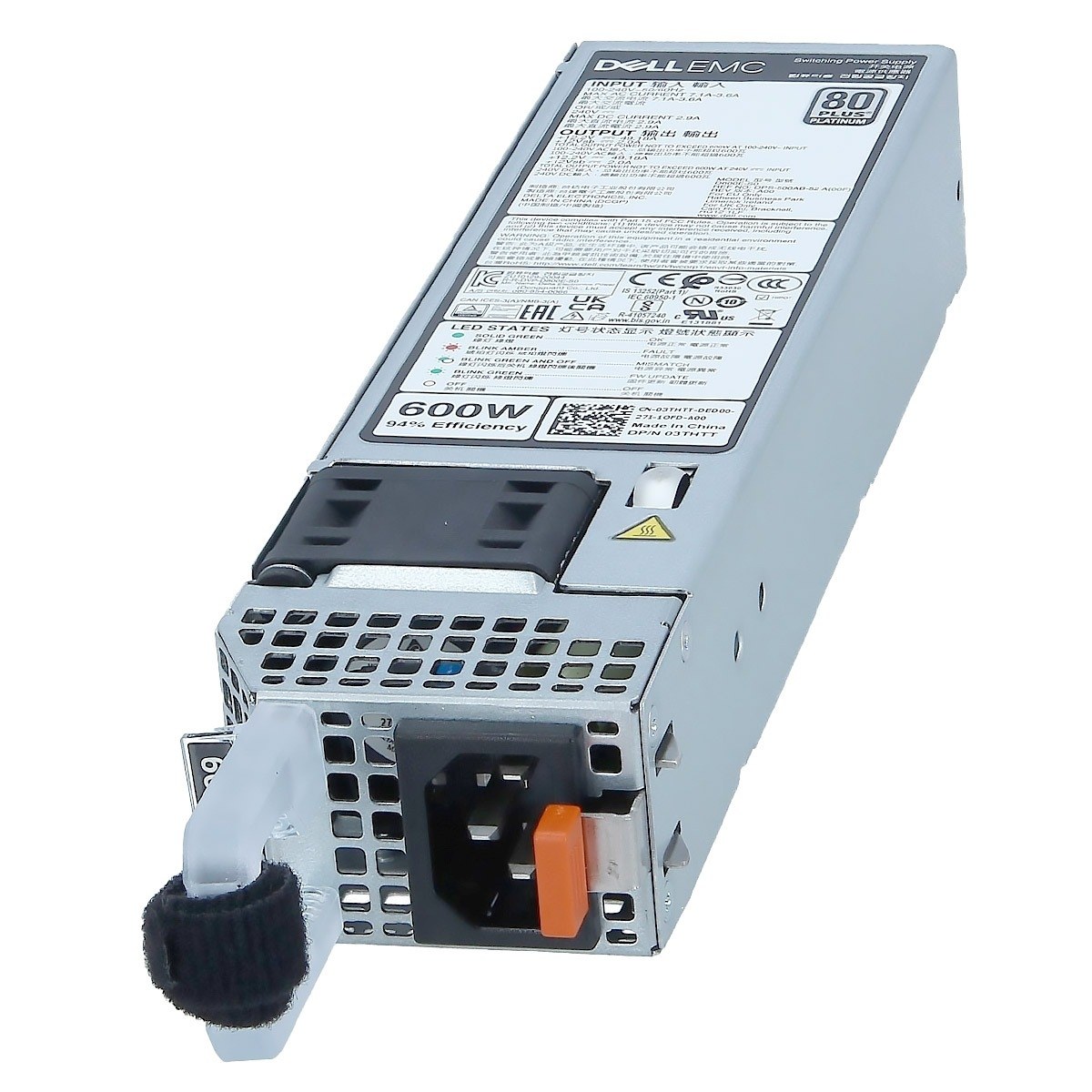 Блок питания Single, Hot-plug, Power Supply, 600W for R350/R450/R550/R650XS/R660/R750XS/R760XS
