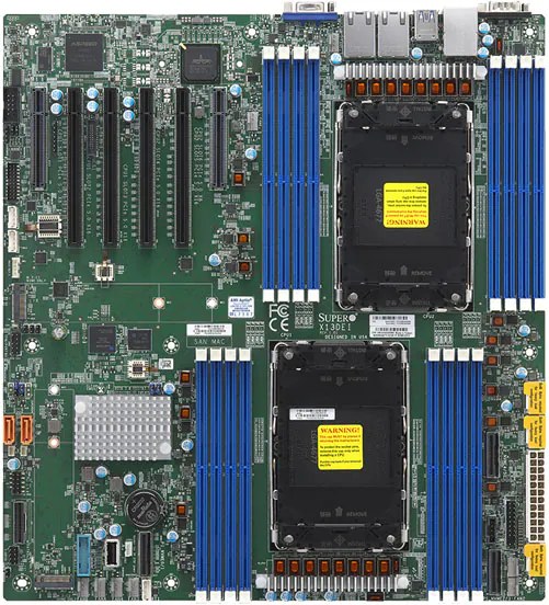 Материнская плата Supermicro MBD-X13DEI-B 2xLGA-4677, Intel Xeon SP gen 4, Intel C741, 16x DDR5 4800/4400/4000 MHz. 2x1Gbe Base-T BCM5720+1xMgmt LAN, 10xSATA3, 2xSATA-DOM, 6xUSB3, 4xPCI-Ex16+2xPCI-E x8+3xMCIO x8, 2xM.