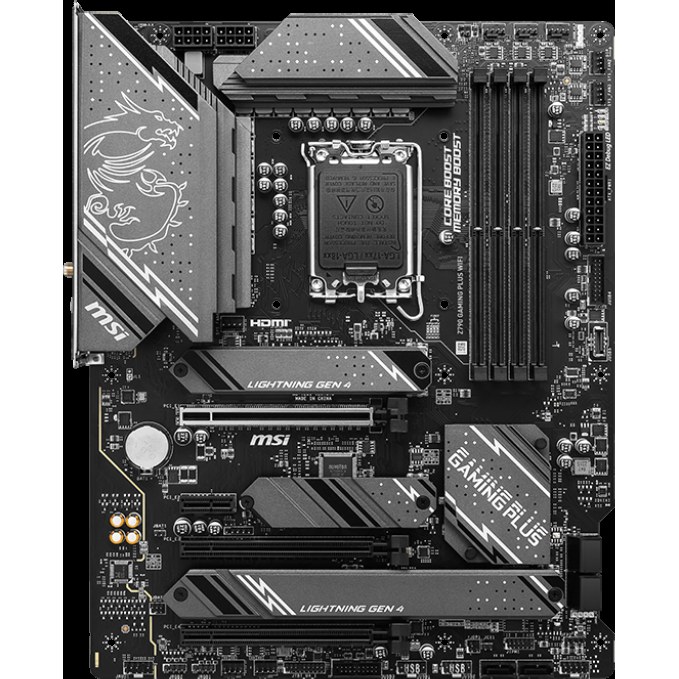 Материнская плата MSI Z790 GAMING PLUS WIFI, LGA 1700, 4xDDR5, 1xPCIe 5.0 x16, 1xPCIe 4.0 x16, 4xM.2, 6xSATA, 1xHDMI, 1xDP, 2.5 Gigabit Ethernet, 7.1 аудио, ATX