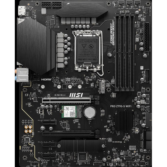 Материнская плата MSI PRO Z790-S WIFI, LGA1700, Intel Z790, 4xDDR5, 4xSATA, 2xM.2, 2xPCIe x16, 3xPCIe x1, DisplayPort, HDMI, 1x2.5Gb LAN, USB Type-C, 5x3.5 мм, 7.1, ATX