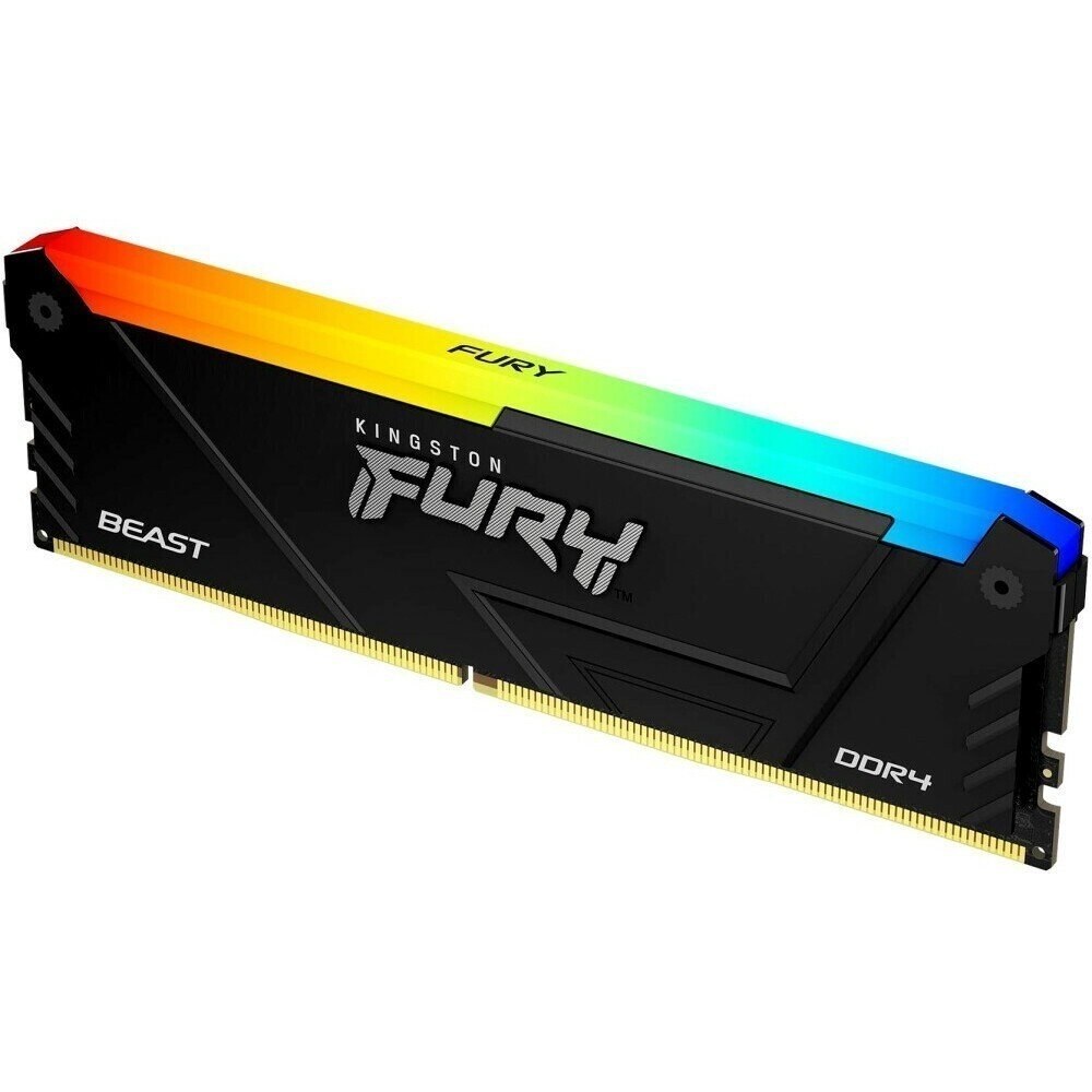 Оперативная память Kingston Fury Beast, DDR4, 16GB (1x16GB), 3200MHz, CL16, DIMM, радиатор, RGB, черный