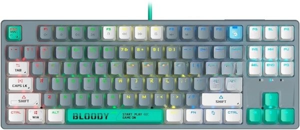 Клавиатура проводная A4Tech Bloody S87 Energy USB серый/зеленый