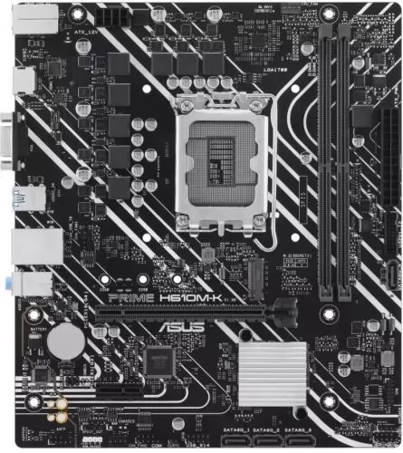 Материнская плата ASUS PRIME H610M-K, LGA 1700, Intel H610, 2xDDR5, 4xSATA, 1xM.2, 1xPCIe 4.0 x16, 1x1Gb LAN, 2xUSB-A 3.2 Gen 1, 4xUSB-A 2.0, 1xHDMI, 1xVGA, 3x3.5 мм, 1xRS-232, 7.1, mATX