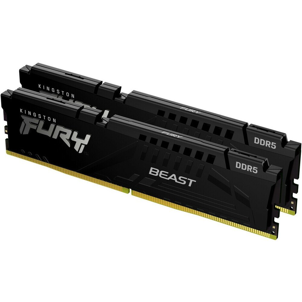 Оперативная память Kingston Fury Beast, DDR5, 16GB (2x8GB), 5600MHz, CL36, DIMM, с радиаторами, черный
