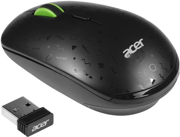 Мышь беспроводная Acer OMR307 черный, 1600 dpi, радиоканал, USB, кнопки - 4