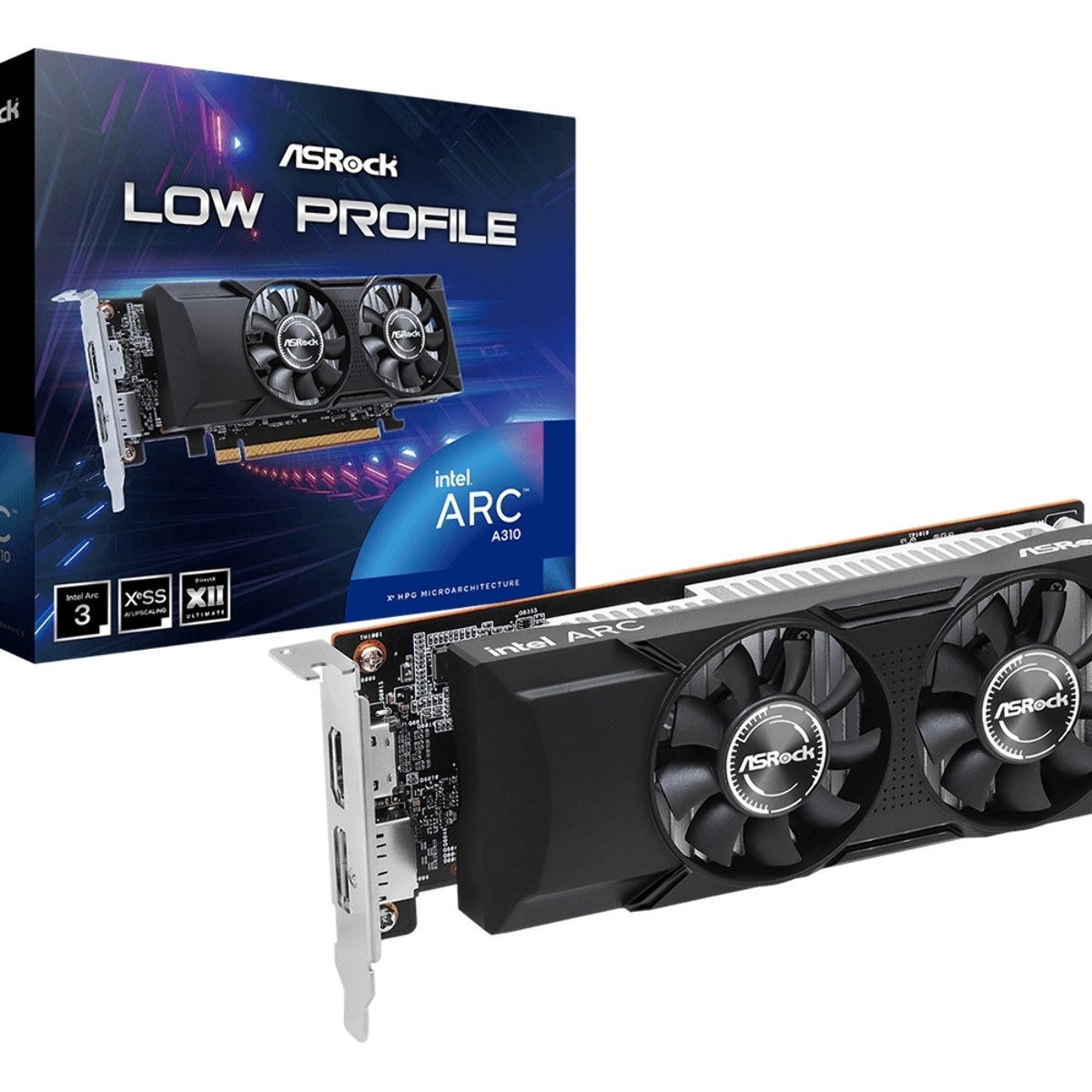 Видеокарта ASRock Intel Arc A310 LP, 4 GB GDDR6, 64 bit, DisplayPort, HDMI, GPU 2000 MHz