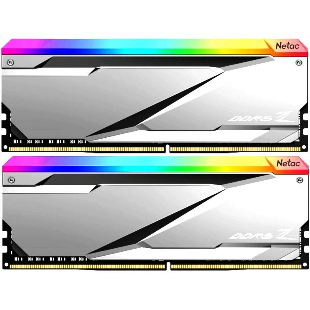Оперативная память NETAC, DDR5, 32GB (2x16GB), 7200MHz, CL34, DIMM, с радиаторами, RGB, серебристый