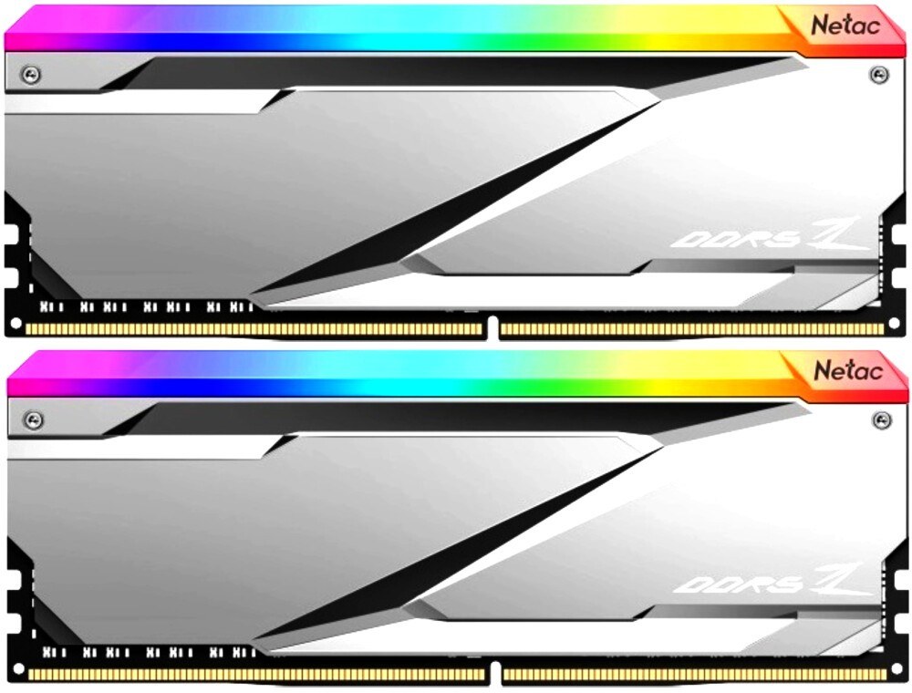 Оперативная память NETAC, DDR5, 32GB (2x16GB), 6600MHz, CL34, DIMM, с радиаторами, RGB, серебристый