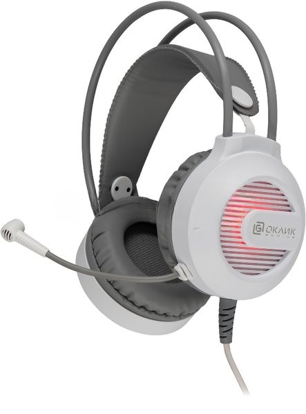 Гарнитура Oklick HS-L300G белый, проводная, 3.5 мм, подсветка