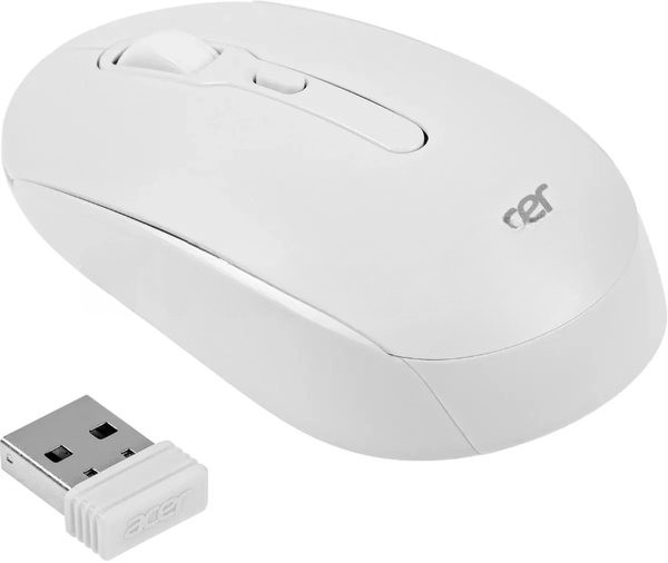 Мышь беспроводная Acer OMR308 белый, 1600 dpi, радиоканал, Bluetooth, USB, кнопки - 4