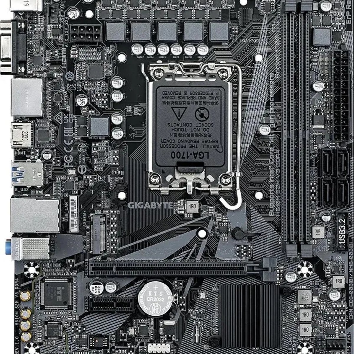 Материнская плата Gigabyte H610M S2H V3 DDR4, LGA 1700, Intel H610, 2xDDR4, 4xSATA, 1xM.2, 1xPCIe 4.0 x16, 1xPCIe x1, 1xHDMI, 1xDP, 1xVGA, 1x 1Gb LAN, 2xUSB-A 3.2 Gen 1, 4xUSB-A 2.0, 3x 3.5 мм, 7.1, mATX