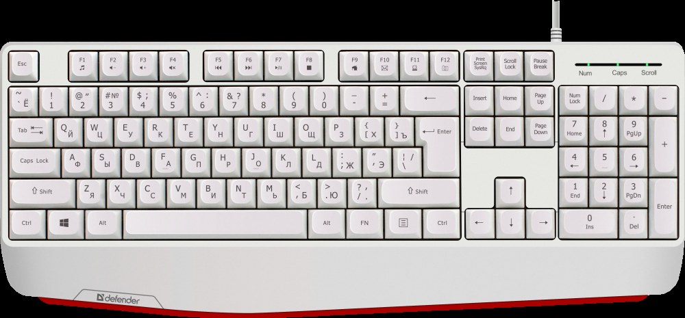 Клавиатура проводная Defender Atom HB-546, USB, белый