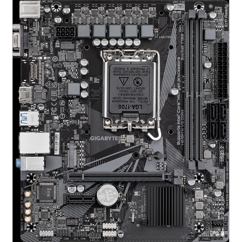 Материнская плата Gigabyte H610M H V3 DDR4, LGA 1700, Intel H610, 2xDDR4, 4xSATA, 1xM.2, 1xPCIe 4.0 x16, 1xPCIe x1, 1xHDMI, 1x 1Gb LAN, 2xUSB-A 3.2 Gen 1, 4xUSB-A 2.0, 3x 3.5 мм, 7.1, mATX