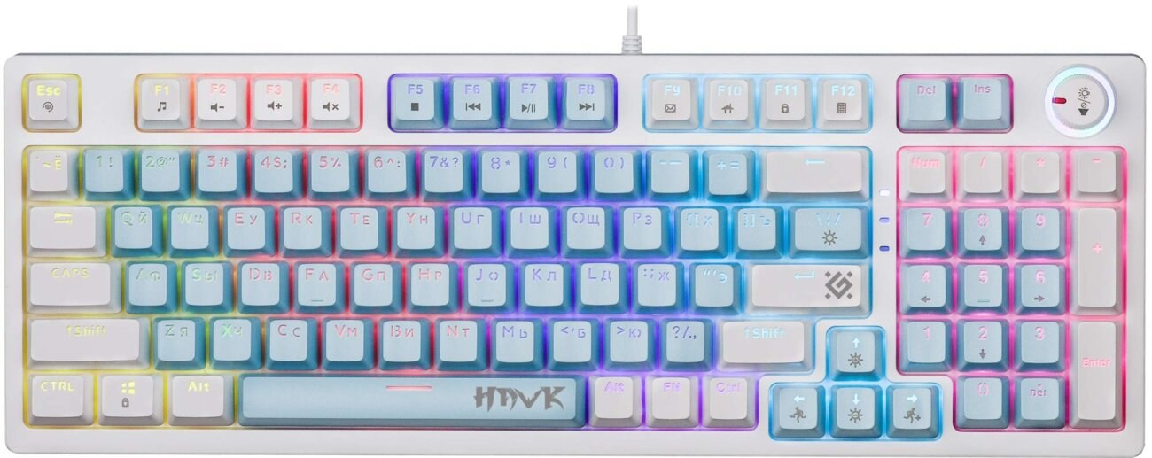 Клавиатура проводная Defender Hawk GK-418, USB, белый/голубой
