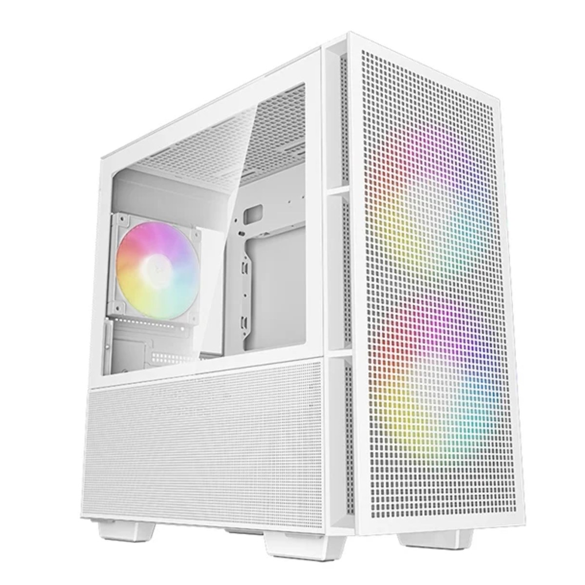 Компьютерный корпус Deepcool CH360 WH без БП, боковое окно (закаленное стекло), 2x140мм ARGb LED вентилятор спереди и 1x120мм ARGb LED вентилятор сзади, белый, mATX