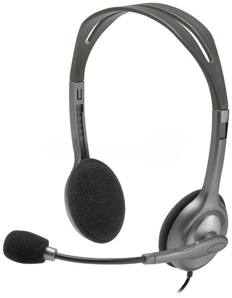 Гарнитура Logitech H110 серебристый, проводная, 3.5 мм