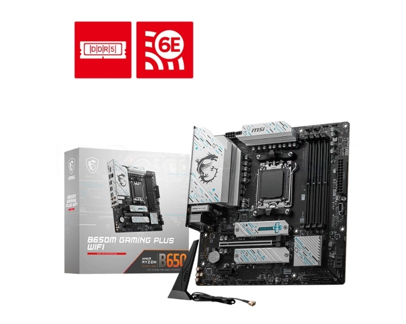 Материнская плата MSI B650M GAMING PLUS WIFI, AM5, AMD B650, 4xDDR5, 4xSATA, 2xM.2, 1xPCIe 4.0 x16, 2xPCIe x1, DisplayPort, HDMI, 1x2.5Gb LAN, USB Type-C, 3x3.5 мм, 7.1, microATX
