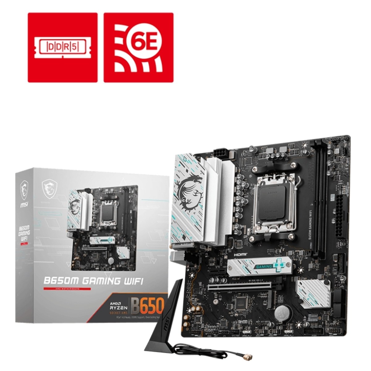 Материнская плата MSI B650M GAMING WIFI, AM5, AMD B650, 2xDDR5, 4xSATA, 2xM.2, 1xPCIe 4.0 x16, 1xPCIe 3.0 x1, 1xDP, 1xHDMI, 1x2.5Gb LAN, Wi-Fi 6E, Bluetooth 5.3, 1xUSB-C 5Gbps, 3xUSB-A 5Gbps, 2xUSB-A 2.0, 1xS/PDIF, 5x3.5 мм, 7.1, mATX