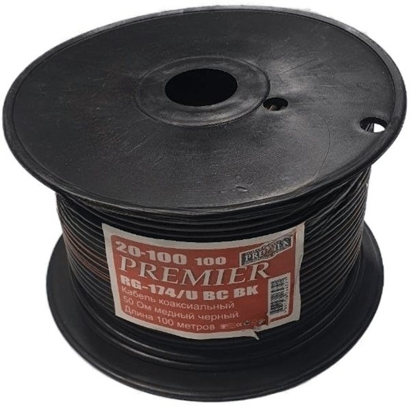 Кабель Premier RG-174/U BC BK 100м. черный (20-100 100)