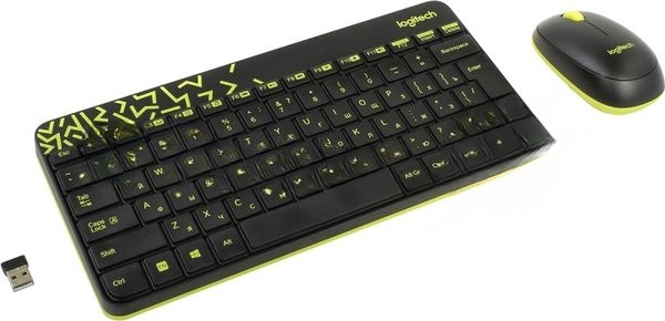 Комплект клавиатура+мышь Logitech MK240 Nano беспроводной, USB, 1000 DPI, чёрный