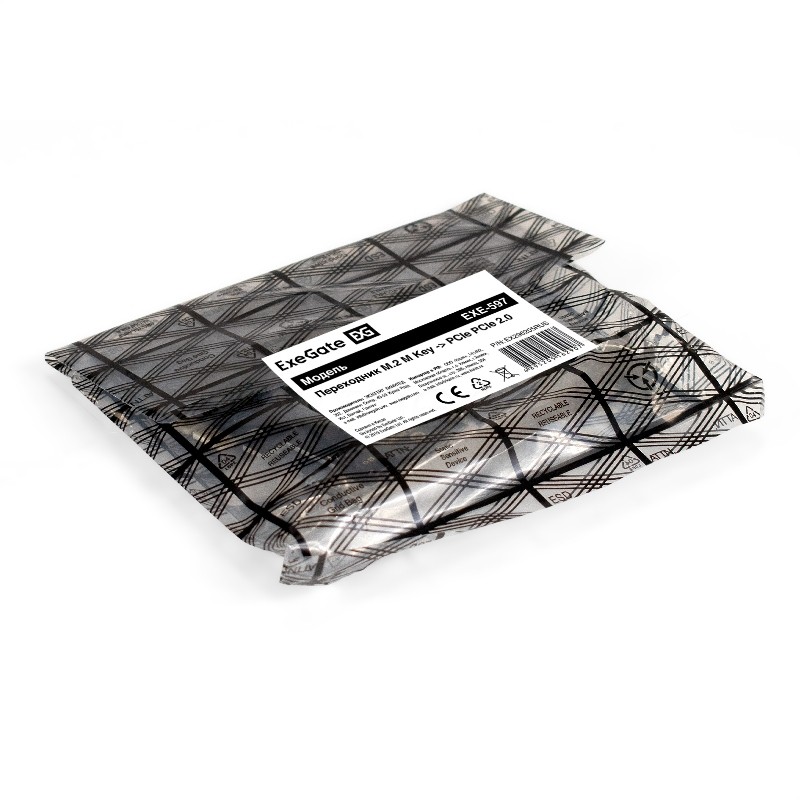 Переходник ExeGate EXE-597 (M.2 M key -> PCI-E x1 v2.0, для установки SSD M.2 M key в слот PCI-E)