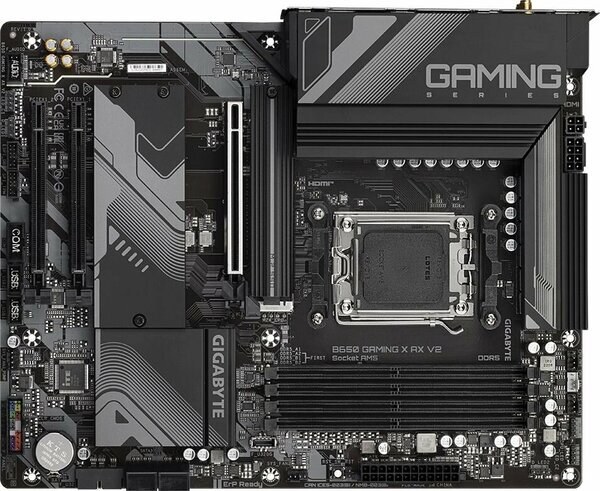 Материнская плата Gigabyte B650 GAMING X AX V2, AM5, AMD B650, 4xDDR5, 4xSATA, 3xM.2, 1xPCI-E 4.0 x16, 2xPCI-E 3.0 x1, 1xUSB-A 3.2 Gen 2, 3xUSB-A 3.2 Gen 1, 1xUSB-C 3.2 Gen 2, 1x 2.5Gb LAN, 3x3.5 мм, 7.1, ATX