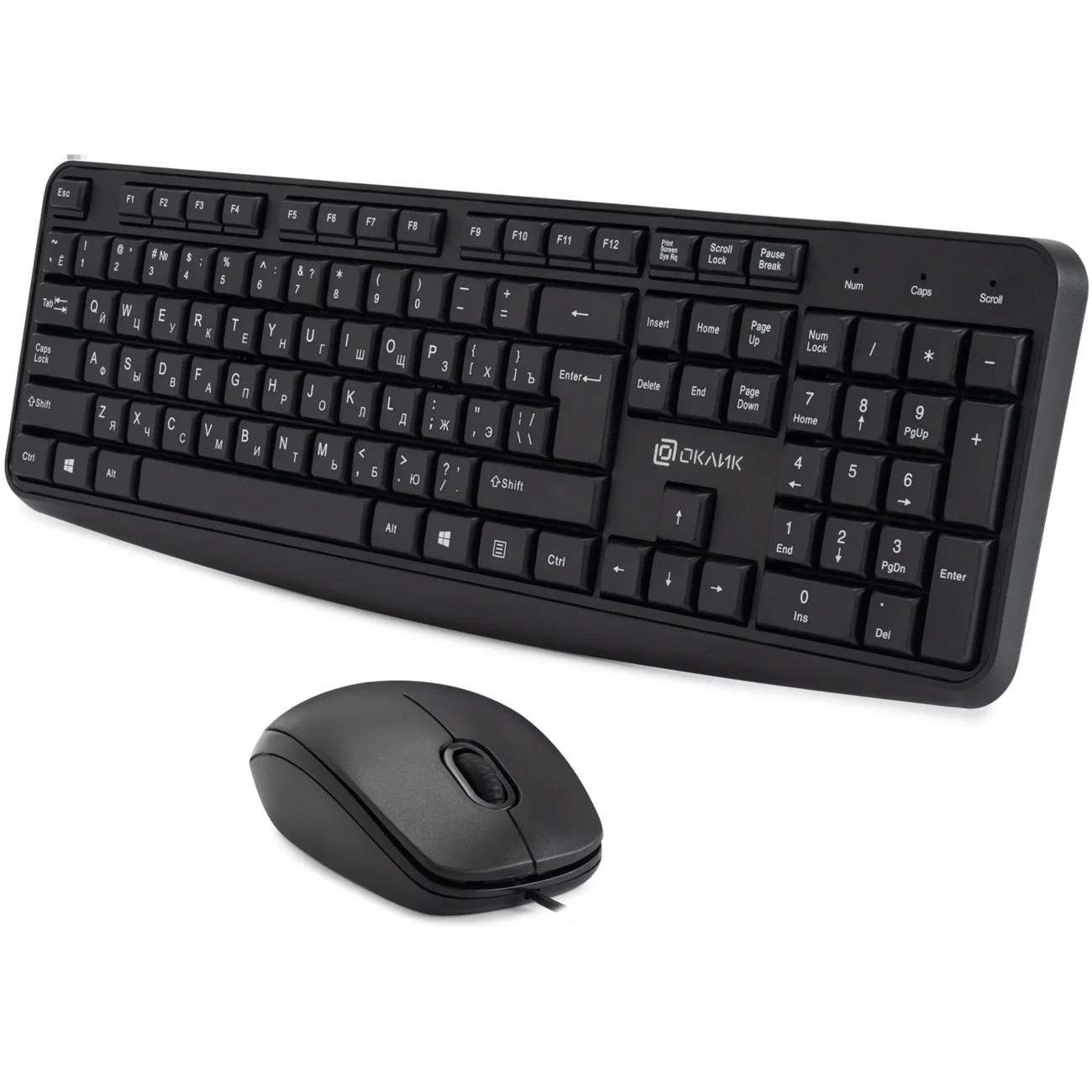 Комплект клавиатура+мышь Oklick S603 проводной, USB, 1200 DPI, чёрный