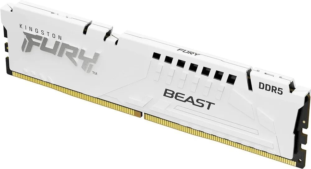 Оперативная память Kingston Fury Beast, DDR5, 64Gb (2x32Gb), 5600MHz, CL40, DIMM, с радиатором, белый