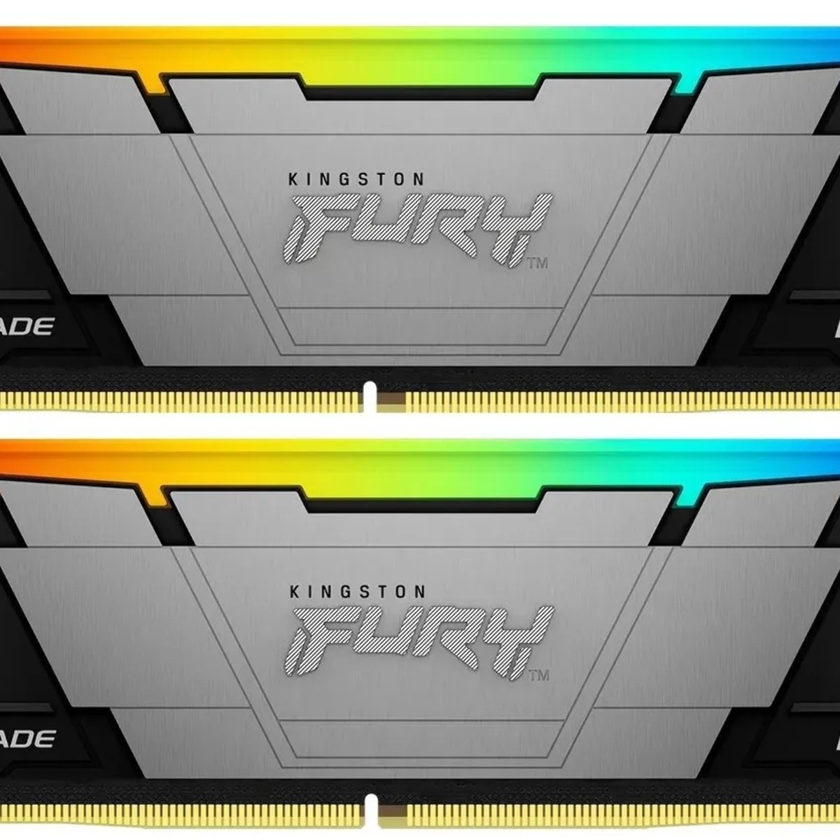 Оперативная память Kingston Fury Renegade, DDR4, 16Gb (2x8GB), 4600MHz, CL19, DIMM, с радиатором, RGB, черный/серебристый