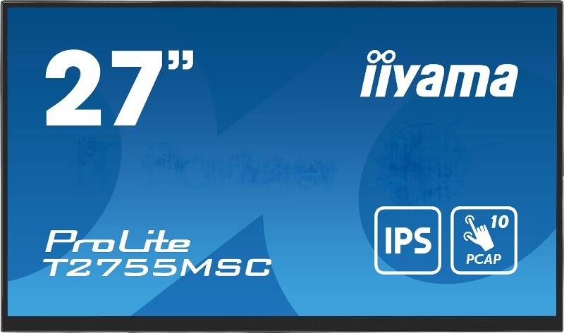 Монитор 27" Iiyama ProLite T2755MSC-B1 IPS 1920x1080, 75 Гц, 5 мс, 16:9, 400 кд/м², 1xHDMI, 1xDP, 2xUSB, 1x3.5 мм, 2x1 Вт, черный