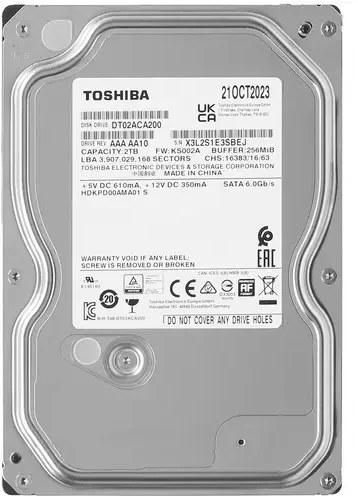Жесткий диск Toshiba 2Tb DT02ACA200 SATA 6.0Gb/s, 7200 rpm, 256Mb buffer, 3.5"