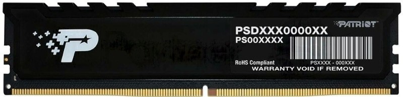 Оперативная память Patriot Signature Premium, DDR5, 16Gb (1x16 GB), 5200 MHz, CL42, DIMM, радиатор, черный
