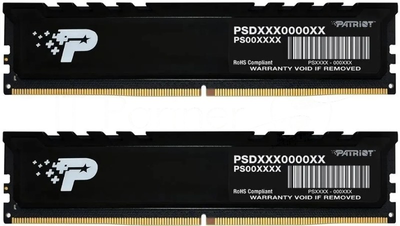 Оперативная память Patriot Signature Premium, DDR5, 16GB (2x8 GB), 4800 MHz, CL40, DIMM, радиатор, черный
