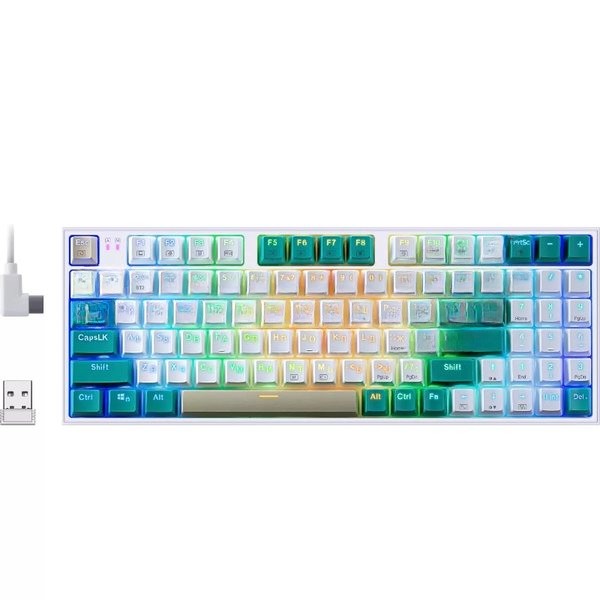 Клавиатура беспроводная Defender REDRAGON VEIGAR USB, Bluetooth/Радиоканал, бело-голубая