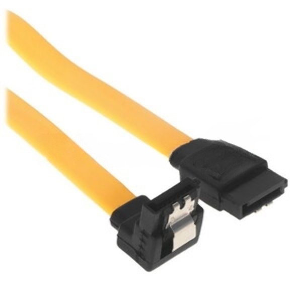 Кабель интерфейсный SATA Cablexpert CC-SATAM-DATA90-YL-50CM, Sata3 7pin/7pin, мет.защелка, угловой разъем, 50 см, желтый, пакет