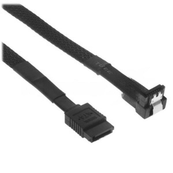 Кабель интерфейсный SATA Cablexpert CC-SATAM-DATA90-BLBR-100CM, Sata3 7pin/7pin, мет.защелка, угловой разъем, 100 см, черный, оплетка, пакет