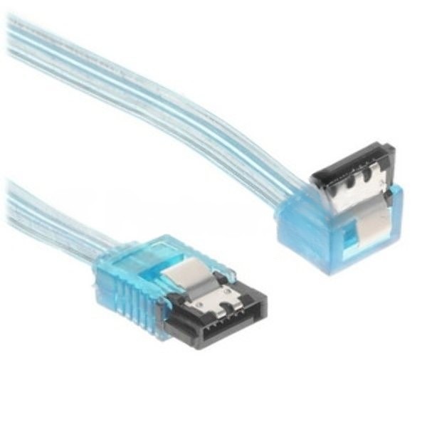 Кабель интерфейсный SATA Cablexpert CC-SATAM-DATA90-TR-30CM, Sata3 7pin/7pin, мет.защелка, угловой разъем, 30 см, прозрачный, пакет