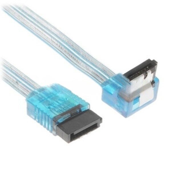 Кабель интерфейсный SATA Cablexpert CC-SATAM-DATA90-TR-50CM, Sata3 7pin/7pin, мет.защелка, угловой разъем, 50 см, прозрачный, пакет